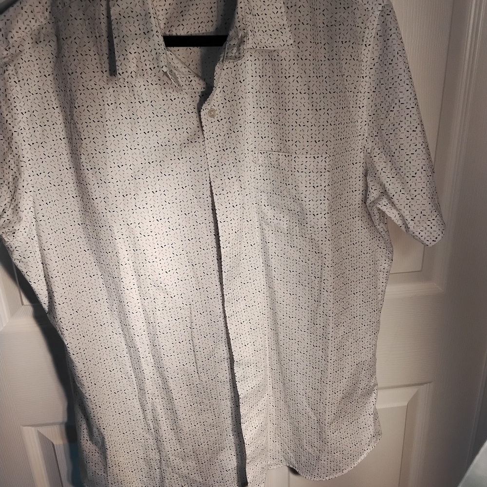 Van Heusen Light Gray Patterned Button Down Shirt - image 2